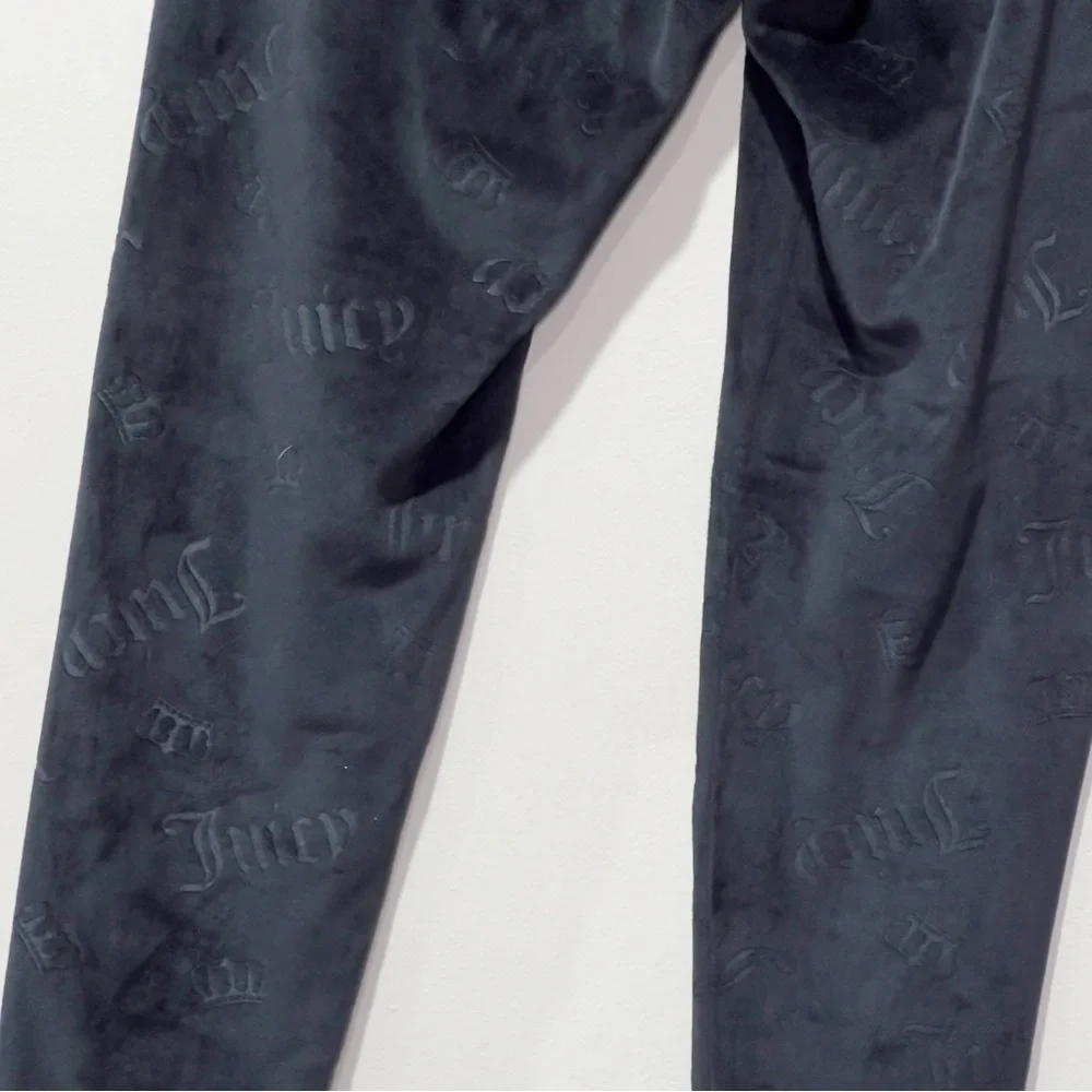JUICY COUTURE Size M Sleepwear Velour Luxe Fitted Sleep Bottoms Black Em…